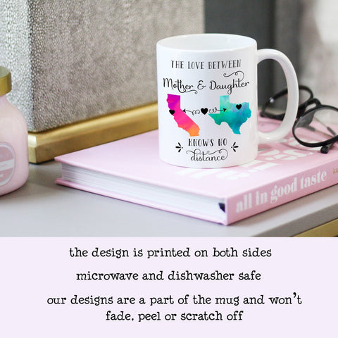 Custom Mother Daughter Long Distance State Mug, Mother Day Gift Idea