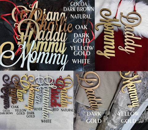 Christmas Stocking Name Tags - Personalized Stocking Wood Letters