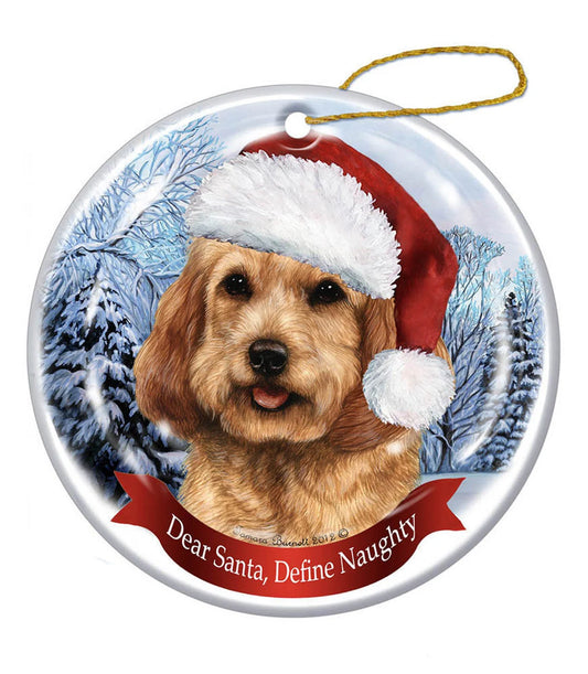 Holiday Pet Gifts Cockapoo (Buff) Santa Hat Dog Porcelain Christmas Ornament