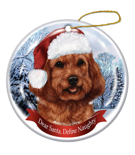 Cockapoo Red Santa Hat Christmas Ornament, Personalized Christmas Ornaments