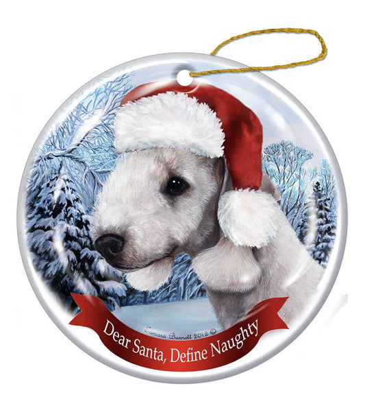 Holiday Pet Gifts Bedlington Terrier (Blue) Santa Hat Dog Porcelain Christmas Ornament