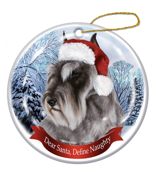 Holiday Pet Gifts Schnauzer (Cropped) Santa Hat Dog Porcelain Christmas Ornament