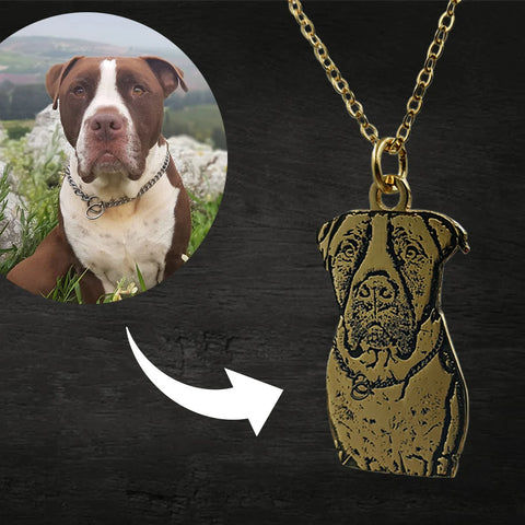Custom Pet Portrait Necklace - Engraved Picture Necklace