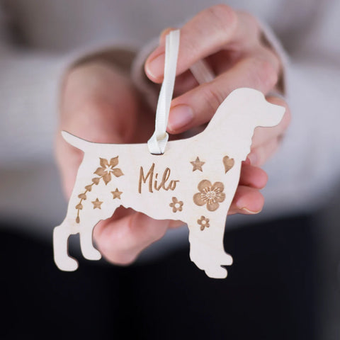 Christmas Dog Decoration Keepsake - Custom Dog Breed Nordic Folk Design Name Ornament