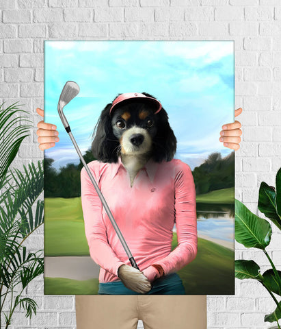 Custom Golf Player Dog Portrait, Pet Royalty Playing Golf Portrait