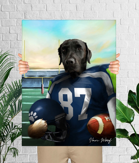 Seahawks Football Pet Portrait, Custom Dog Portrait