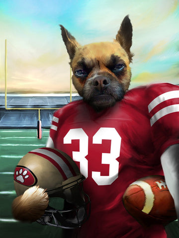 Chicago Football Team Pet Portrait, American Football Fan Gift Art