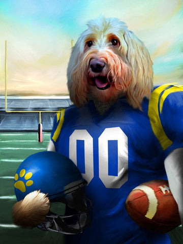 Los Angeles Football Team Pet Portrait, Custom American Football Fan Gift Art