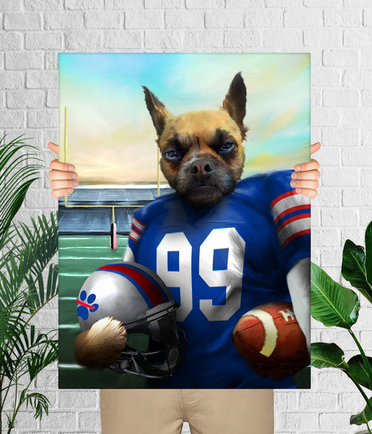 Buffalo Football Team Pet Portrait, Custom American Football Fan Gift Art
