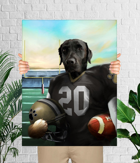 New Orleans Football Team Pet Portrait, American Football Fan Gift Art