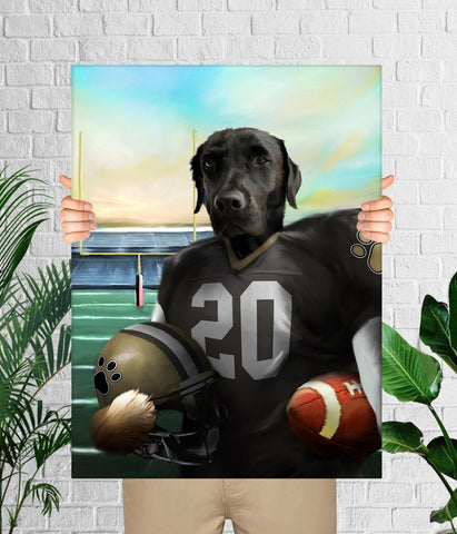 New Orleans Football Team Pet Portrait, American Football Fan Gift Art