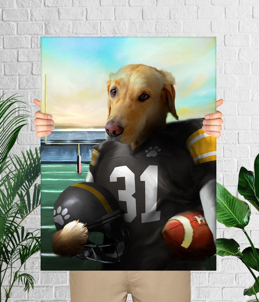 Pittsburgh Football Pet Portrait, American Football Fan Gift Art
