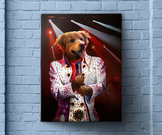Singer Pet Painting, Elvis Pet Art, Custom Pet Portrait