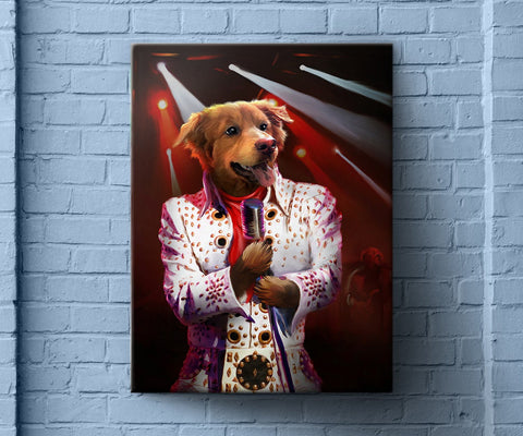 Singer Pet Painting, Elvis Pet Art, Custom Pet Portrait