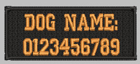 Custom Name and Number dog harness embroidery patch 4.3'' x 1.2''