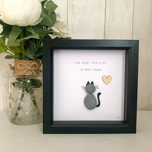 Time Spent With A Cat Is Never Wasted - Gift for Cat Lovers - Pebble Art