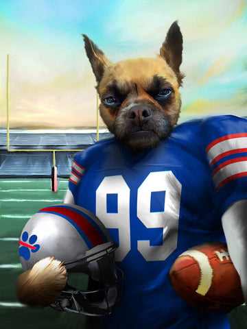 Tampa Bay Football Pet Portrait, American Football Fan Gift Art