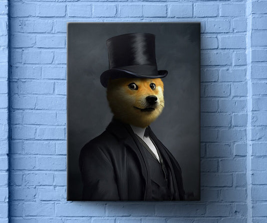 Top Hat Painting, Personalized Pet Portrait, Funny Pet Gift