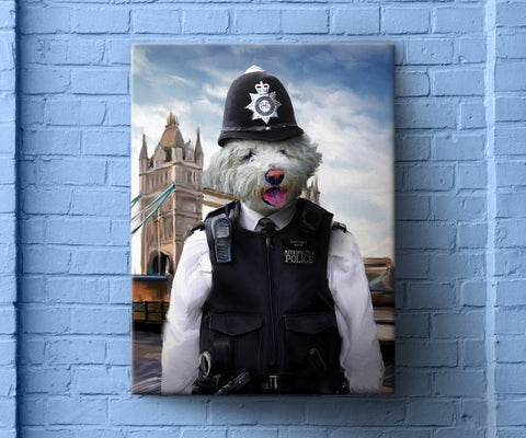 Funny Lady Cop Portrait, Custom Pet Wall Art Print
