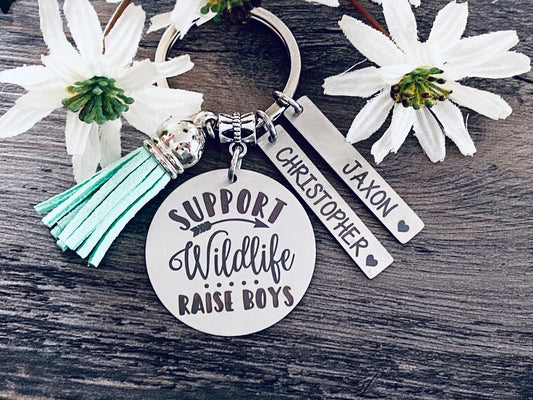 Support Wildlife Raise Boys Keychain - Boy Mom Gift
