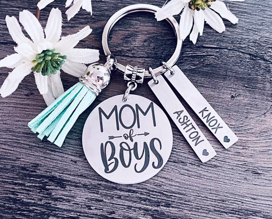 Mom of Boys Keychain - Custom Boy Mom Gift