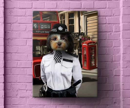Funny Lady Cop Portrait, Custom Pet Wall Art Print