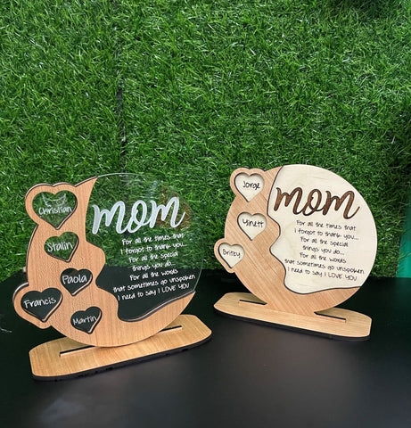 Personalized Mother's Day Acrylic Wood Plaque, Gift For Grandma - Nana