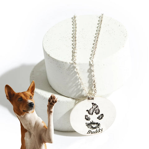 Actual Paw Engrave Necklace - Personalized Pet Jewelry