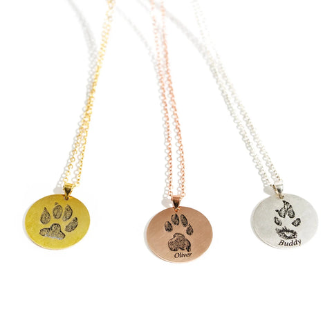 Actual Paw Engrave Necklace - Personalized Pet Jewelry