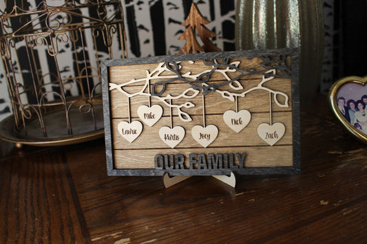Personalized Family Names Sign, Custom Gift for Mom