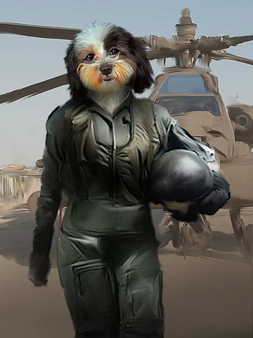 Pilot Fighter Female, Custom Pet Portrait Royal, Funny Pet Lover Gift