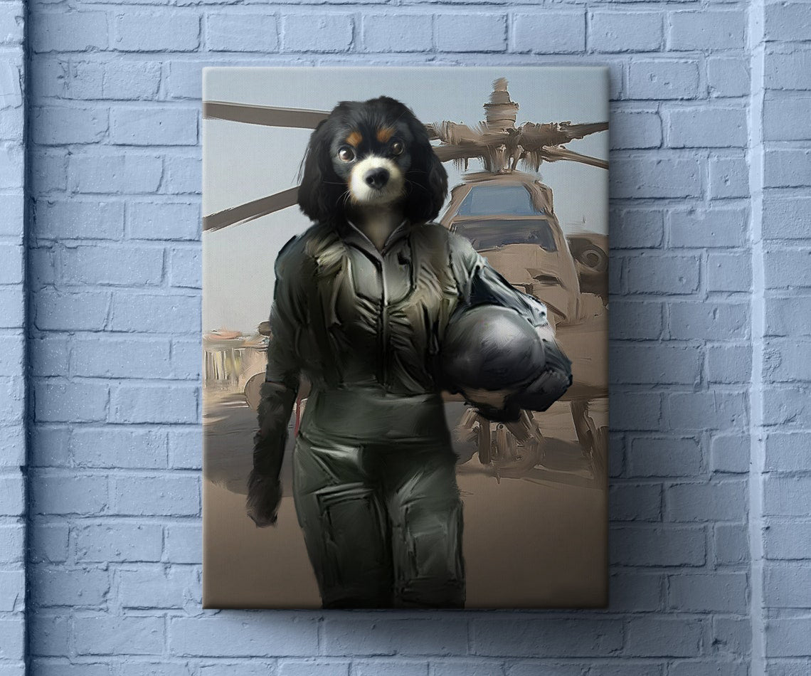 Pilot Fighter Female, Custom Pet Portrait Royal, Funny Pet Lover Gift