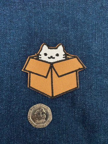 Cat in Cardboard Box Patch - Funny Patch