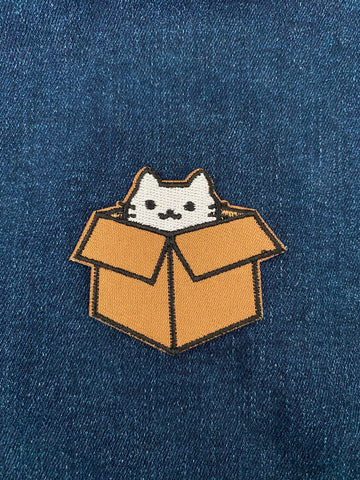 Cat in Cardboard Box Patch - Funny Patch