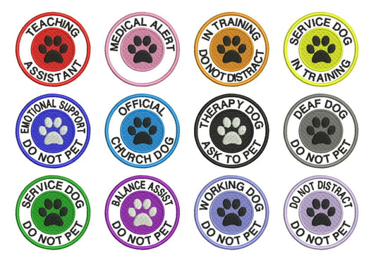 Custom Service Dog Patches Paw Print Service Dog Patch with Hook and Loop Fastener Option Available
