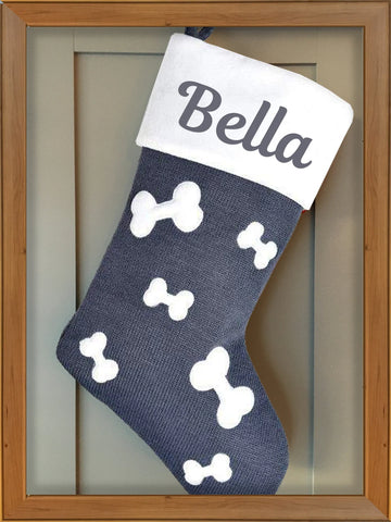 Personalized Grey Knitted Christmas Stocking Santa Sacks Add Your Name