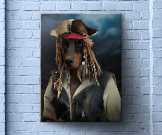 Pirates Portrait Art, Jack, Custom Dog Portrait, Caribbean