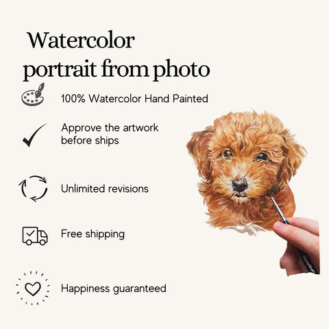 Mini Custom Watercolor Pet Portrait - Pet Portraits from Photos