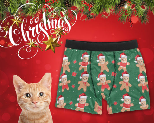 Merry Christmas Gift for Boyfriend/husband - Custom cat Men's Boxer