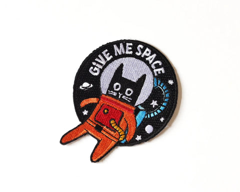 Give Me Space Embroidered Patch - Cute Space Cat Patch