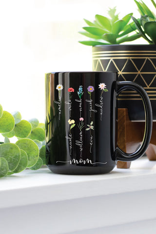 Grandma Gift With Grandkids' Names & Birth Month Flowers, Mother's Day Mug