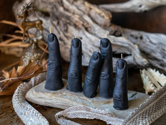 The Finger of Glory Black Beeswax Candle - Goth Witch Gift