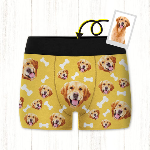 Personalized Boxer Briefs With Dog Face, Funny Photo Boxer With Pet