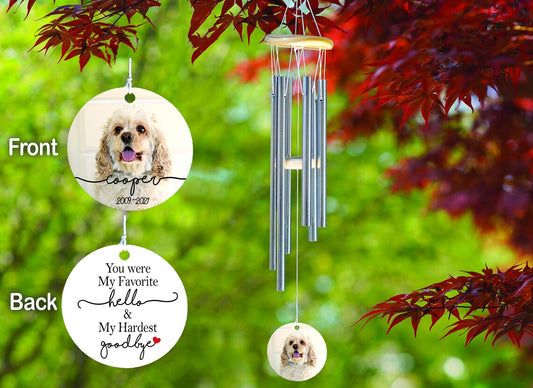 Personalized Dog Memorial Wind Chime with Photo - Pet Loss Gifts