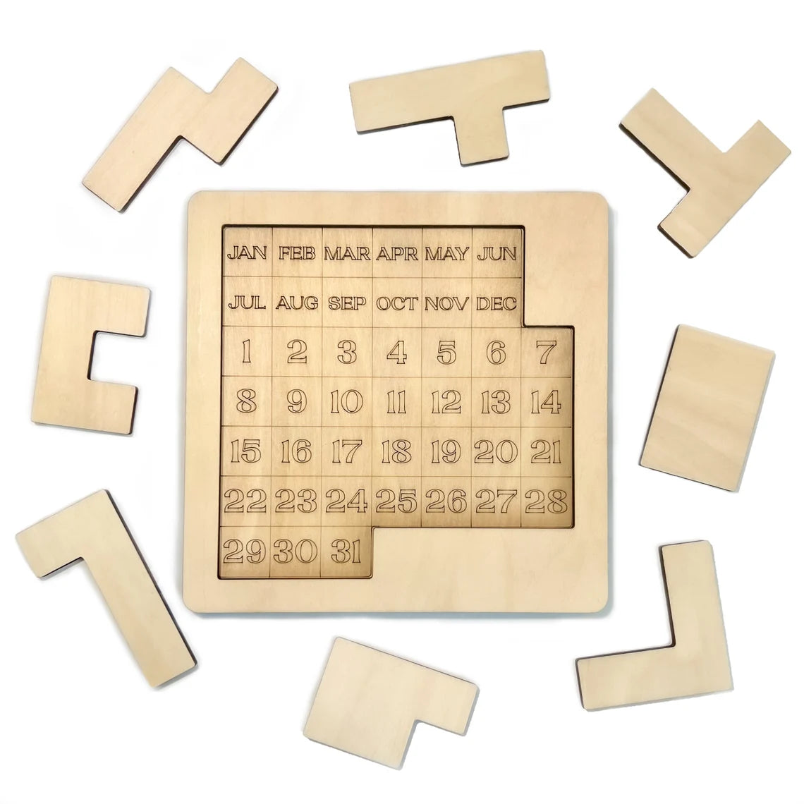 Large Daily Calendar Puzzle (Solid Wood) for Coffee Tables