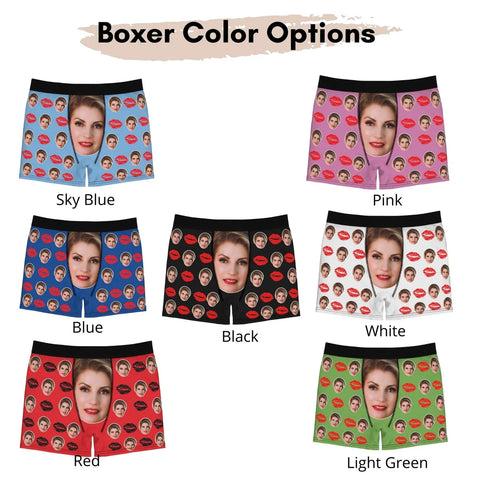 Custom Face Boxer Briefs - Personalized Kiss Print Face Boxer