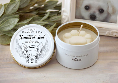 Personalized Chihuahua Paw Print Candle - Pet Loss Gifts