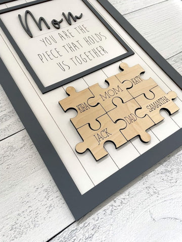 Personalized Mother's Day Sign Gift, Piece That Holds Us Together Puzzle Sign