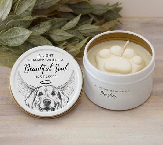 Personalized Paw Print Candle - Pet Loss Gifts