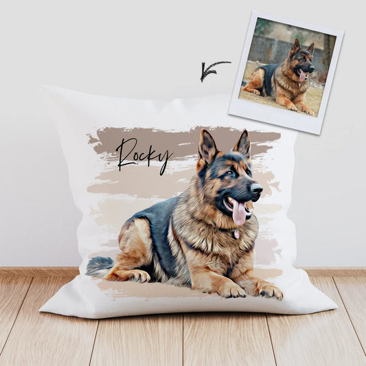 Custom Artist Pet Pillow - Personalized Dog/Cat Pillow - Pet Portrait Painting - 4 Styles